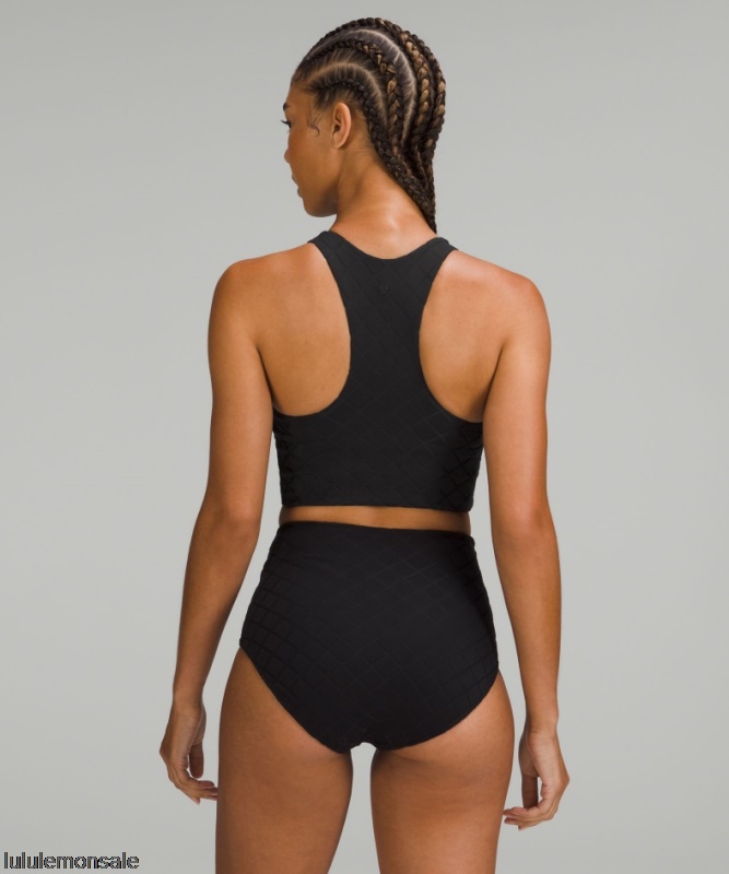 Lululemon Damen DELULU495 | Diamond Grid Badetop C/d Cup Schwarz